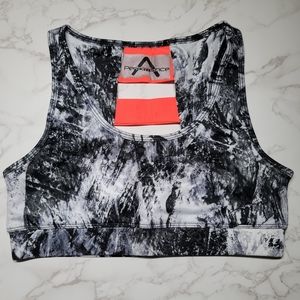 NWOT 90 Degree by Reflex black and white marble sports bra size S